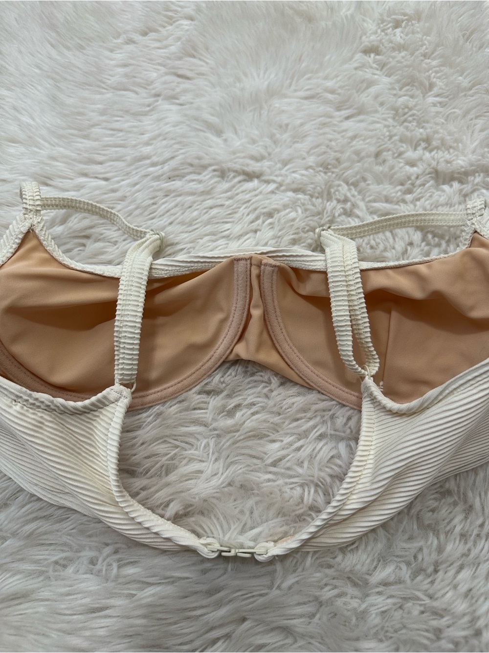 Zulu & Zephyr Cream Ribbed Crop Swim Bra & High Waist Short Set - Picture 3 of 7